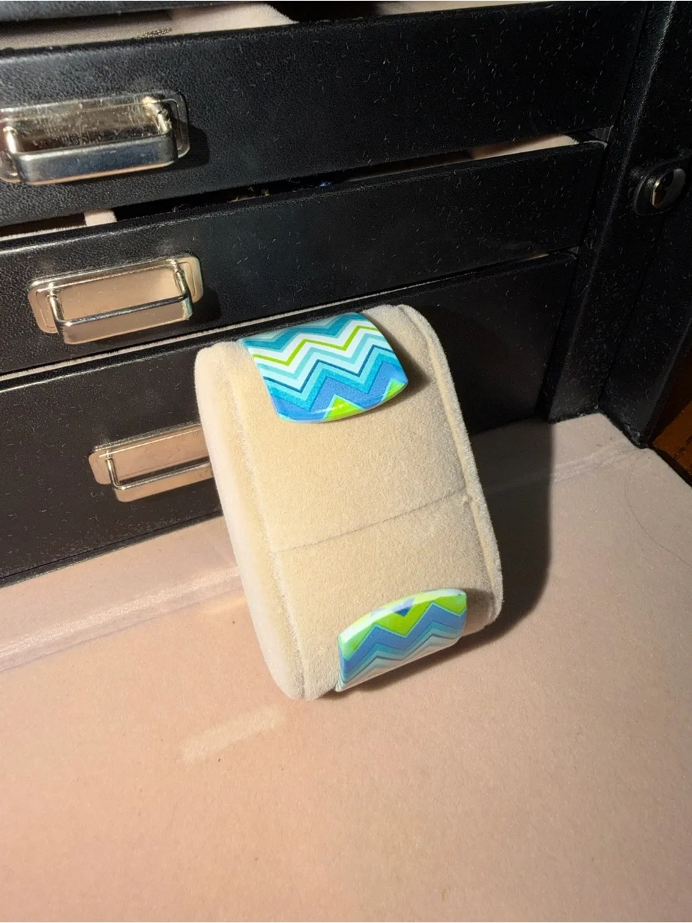 Geneva Blue and Lime Chevron Resin Square Watch